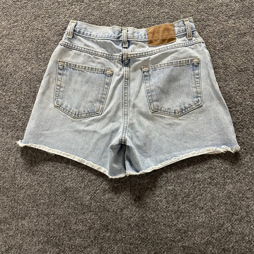 London Jean Shorts Womens Size 6 Blue High Waisted Raw Hem Denim USA Made - Picture 7 of 9